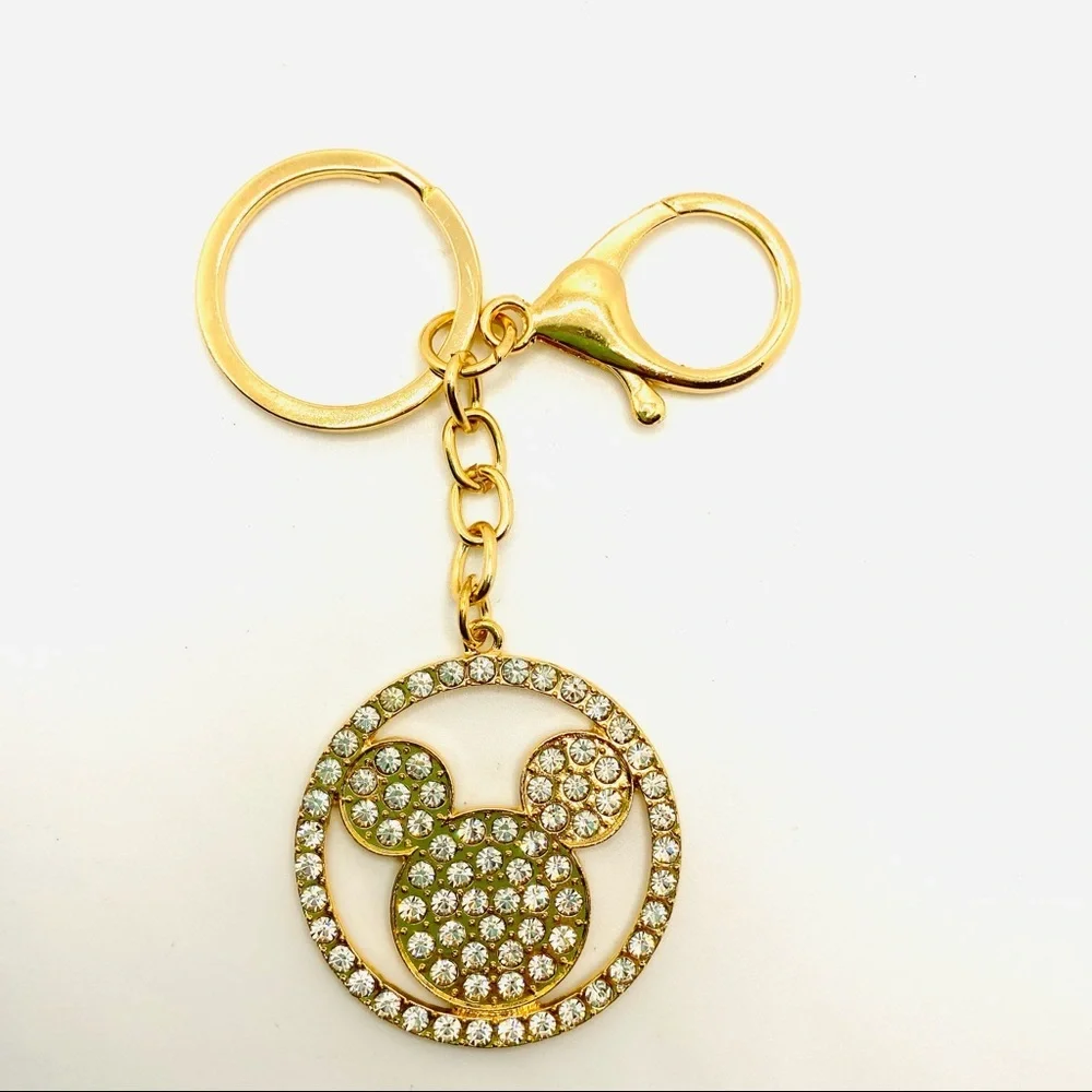 NWT Mickey Mouse Purse Charm Key Chain Crystals set in golden tone. BRAND NEW